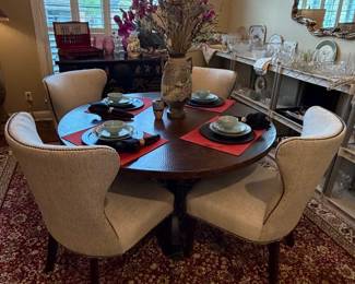 Hand hammered copper table 54 inches