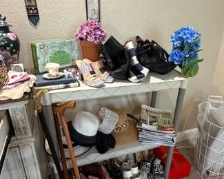 Cane collection, hats, magazines