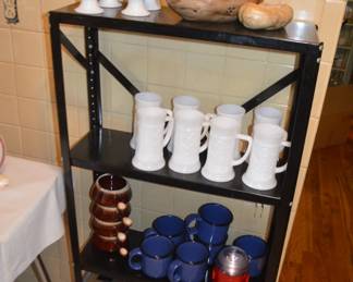 Milk glass mugs, marlboro mugs, mccoy soup bowls