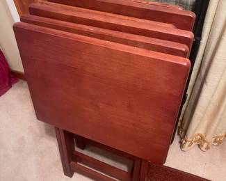 Solid wood TV trays. 