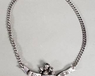 207  Lot 667  Sterling silver necklace Love and Luck