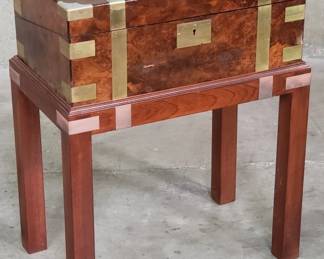 303  Lot 184  Antique walnut and brass campaign lap desk on