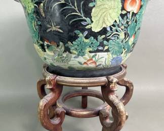 482  Lot 545  Vintage Chinese famille noire porcelain planter