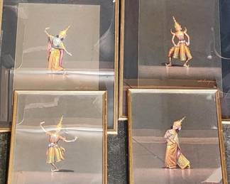 762  Lot 317h  4 vintage Thai paintings by Charoen