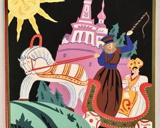 489  Lot 565  Vintage Art Deco pochoir print, Russian