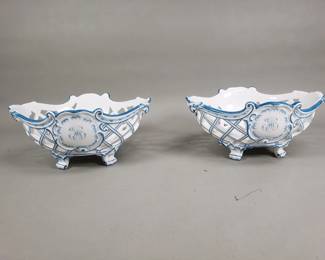 238  Lot 544  Pair of Meissen style porcelain peirced footed