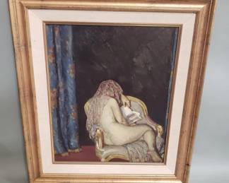 617  Lot 417  Nude oil on board painting