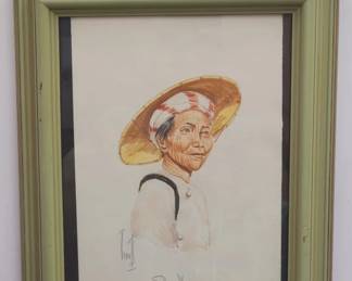 567  Lot 315h  Original watercolor by M Tin Shan Women