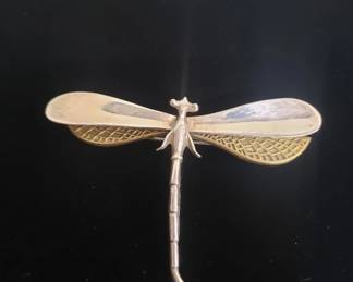 159  Lot 7  Vintage sterling silver and brass dragonfly brooch