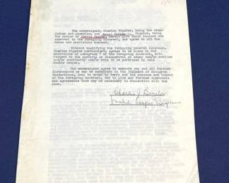 264  Lot 354h  Signed contract Mabel Cooper for Jackie Cooper