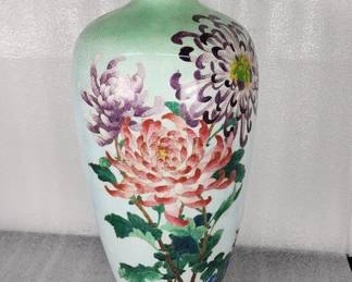 437  Lot 361h  Vintage Japanese cloisonne tall vase