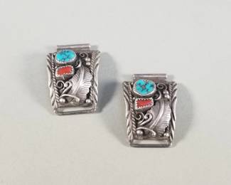 216  Lot 691  Sterling silver Navajo style watch band tips w