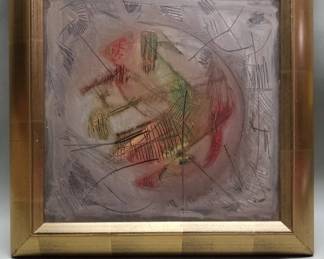 261  Lot 291  Abstract oilboard with added scratch design
