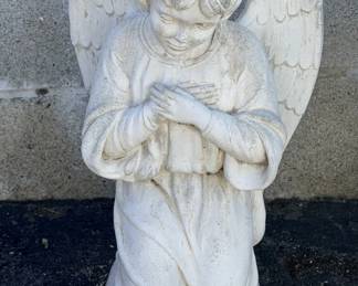 743  Lot 166  Vintage kneeling angel cement garden sculpture