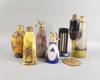 763  Lot 319  Group of vintage art glass perfume atomizer