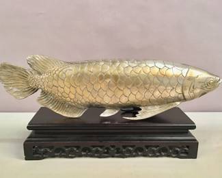 683  Lot 568  Large, heavy cast gilt metal Arowana Feng