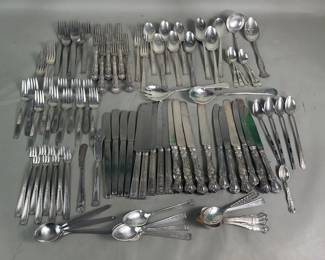 754  Lot 311  Group of silver playe flatware