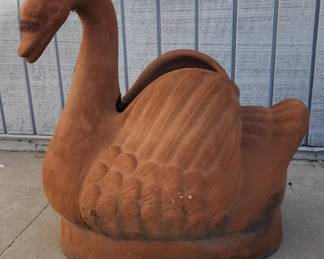 455  Lot 424h  Vintage terracotta Swan planter