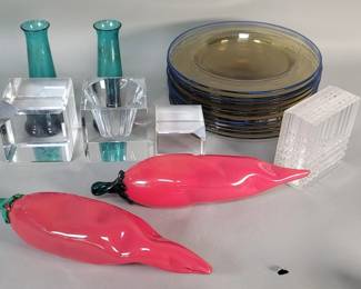 339  Lot 442  Group of glass  crystal plates, vases,