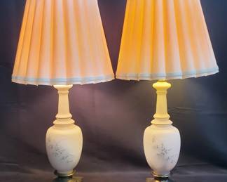 405  Lot 236  Pair of vintage glass and brass hand painted