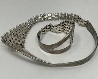 054  Lot 2  Pair of vintage Art Deco style sterling silver