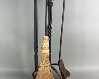 495  Lot 583  Group of vintage iron fireplace tools