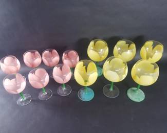 360  Lot 589  Group of signed crystal wine glasses