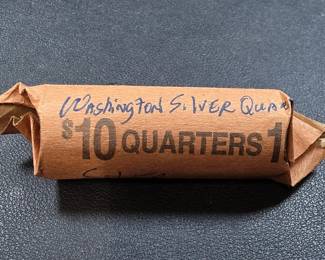 076  Lot 231  Roll of 40 Washington silver quarter coins.