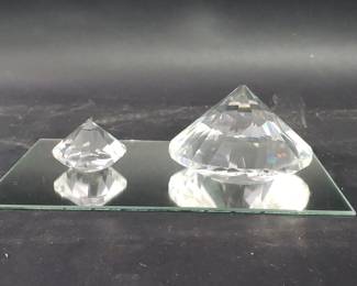346  Lot 694  2 Swavorski crystal diamond cut paperweights