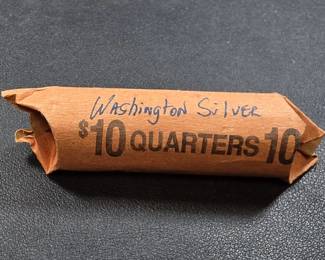 080  Lot 554  Roll of 40 Washington silver quarter coins.