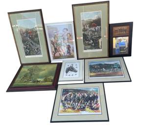638  Lot 463h  Large lot of framed horse prints