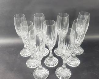 050  Lot 208  9 Baccarat crystal flute glasses