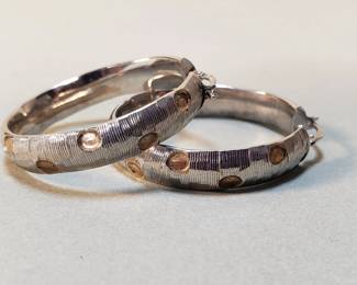 722  Lot 224  Italian textured sterling silver hoop earrings