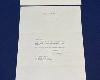 051  Lot 355h  Sympathy letter to Mrs. Orson Wells