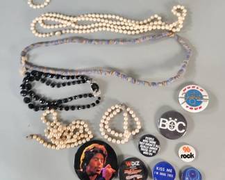 534  Lot 131  Group of faux pearl, glass necklaces, pin buttons