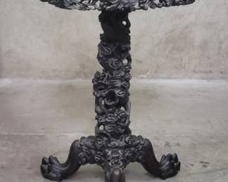 383  Lot 132  Vintage Chinese 2piece heavily carved side