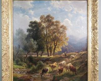 007  Lot 148  Antique signed Paul Weber oil on canvas A Stop at