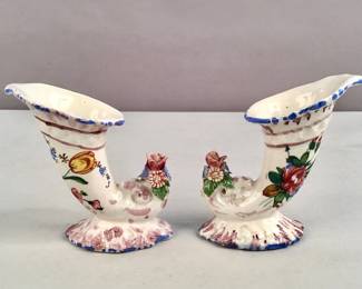 684  Lot 572  Pair of Italian ceramic cornucopia bud