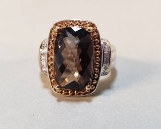 323  Lot 242  Sterling, citrine and diamond ring