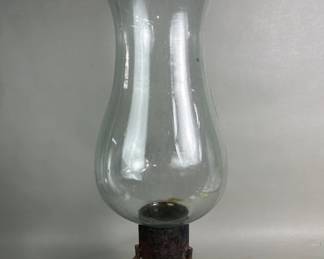 669  Lot 523  Large hand blown clear glass hurricane candle