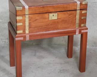 872  Lot 181  Antique walnut and brass campaign lap desk on