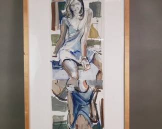149  Lot 190  Vintage signed Val Lewton mixed media painting