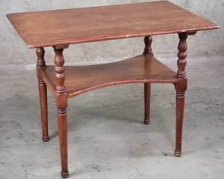 301  Lot 143  Antique fruitwood tiered end table