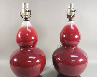 678  Lot 551  Pair of Chinese style porcelain ox blood double