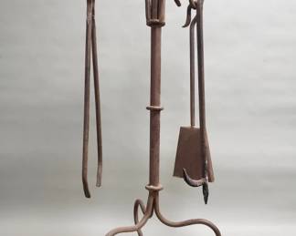 460  Lot 430  Vintage wrought iron fireplace tool set