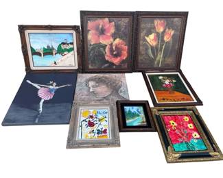 108  Lot 462h  Large lot of artist signed oil on canvas  prints