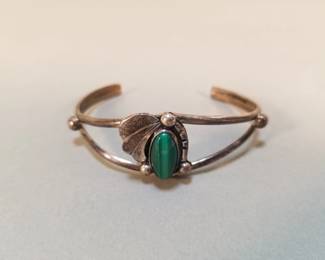326  Lot 247  Sterling and malachite cuff bracelet