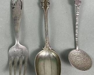 206  Lot 666  Group of sterling silver spoons and fork