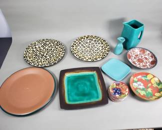 709  Lot 403  Group of porcelain, ceramic, plates and pitcher