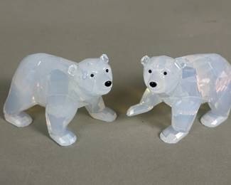 253  Lot 695  Pair of Swarovski crystal white opal bear